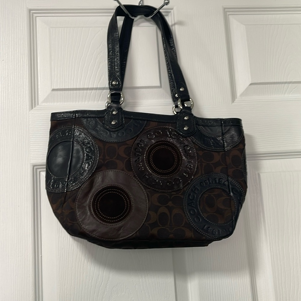 Coach circle patchwork tote